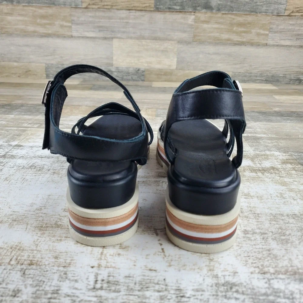 Spring Step Gosalina Womens Platform Sandals Sz 10 Black Strappy Leather Comfort